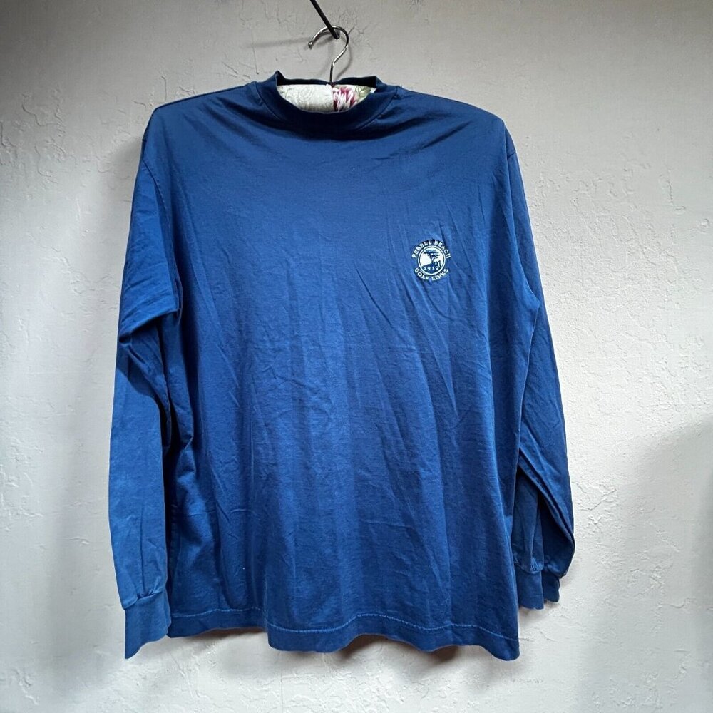 Pebble Beach Collection Golf Links Mens Small Crew Neck Long Sleeve Shirt Blue